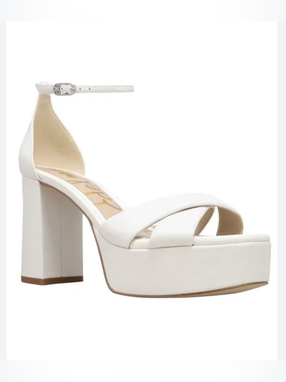 Sam Edelman White Platform Ankle-Strap Block Heel Sandals NWT size 9.         #9
